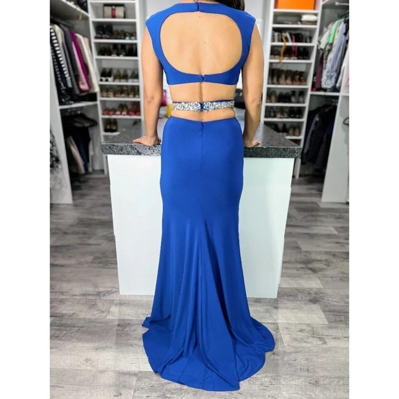 Mac Duggal Blue Cutout Column Formal Gown $598 - Picture 6 of 11